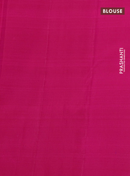 Pure kanchipuram silk saree dual shade of teal bluish green and pink with allover zariw weaves & buttas in borderless style