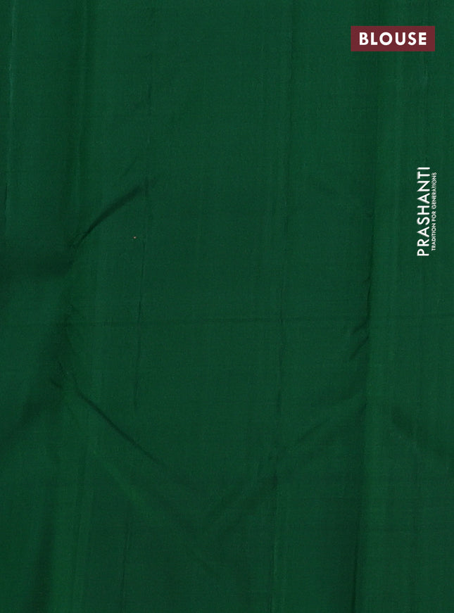 Pure kanchipuram silk saree dual shade of pink and green with zari woven buttas in borderless style