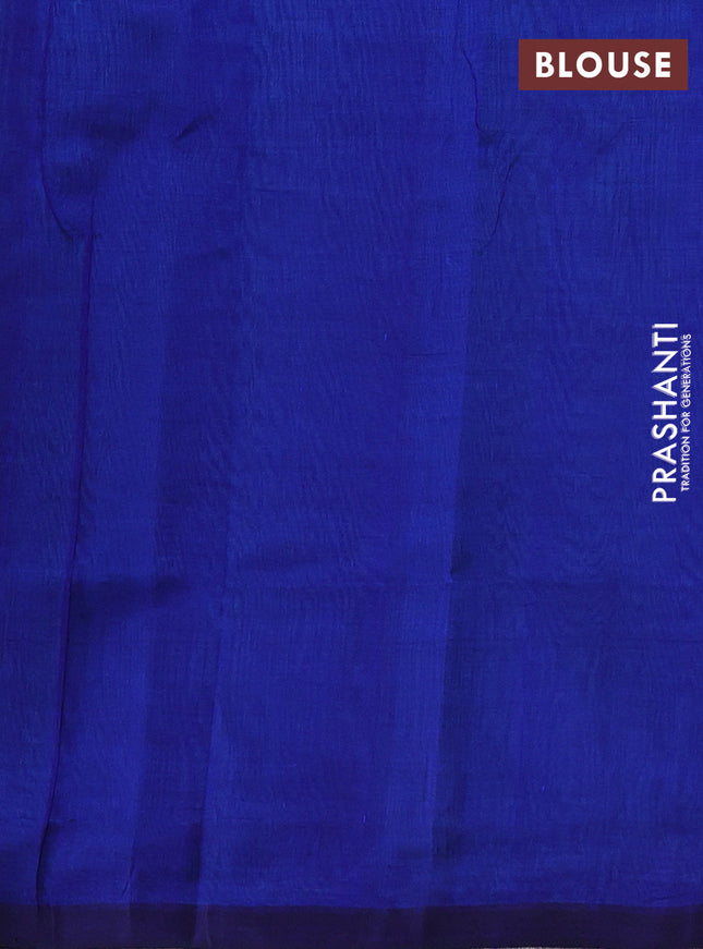 Silk cotton saree blue and dark blue with zari woven buttas and temple design zari woven butta border