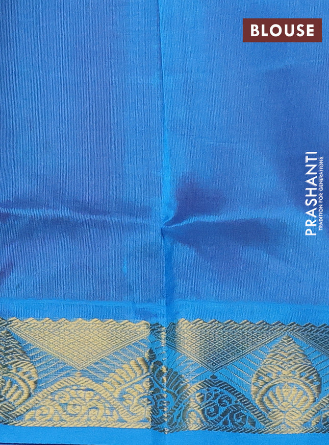 Silk cotton saree dual shade of pink and blue with allover self emboss jacquard and zari woven border