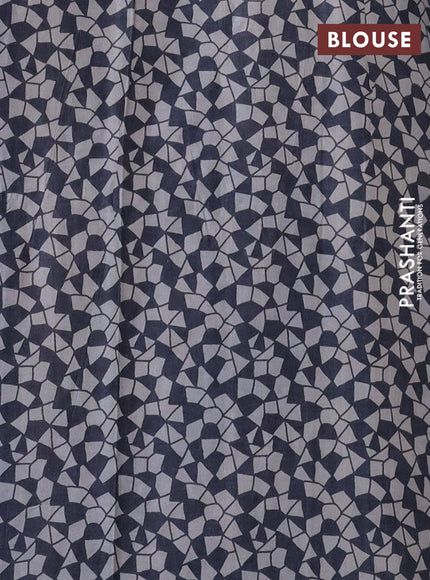 Pure tussar silk saree pastel grey and elephant grey with allover prints & mirror work and piping border