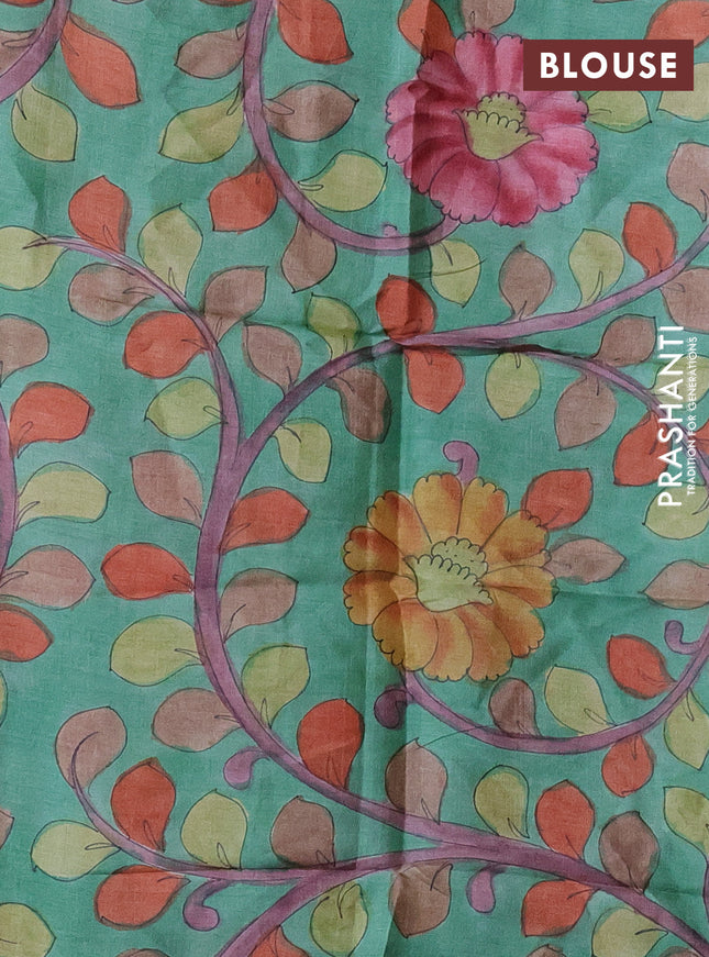 Pure tussar silk saree brown shade and teal green with allover zari checked pattern and zari woven border