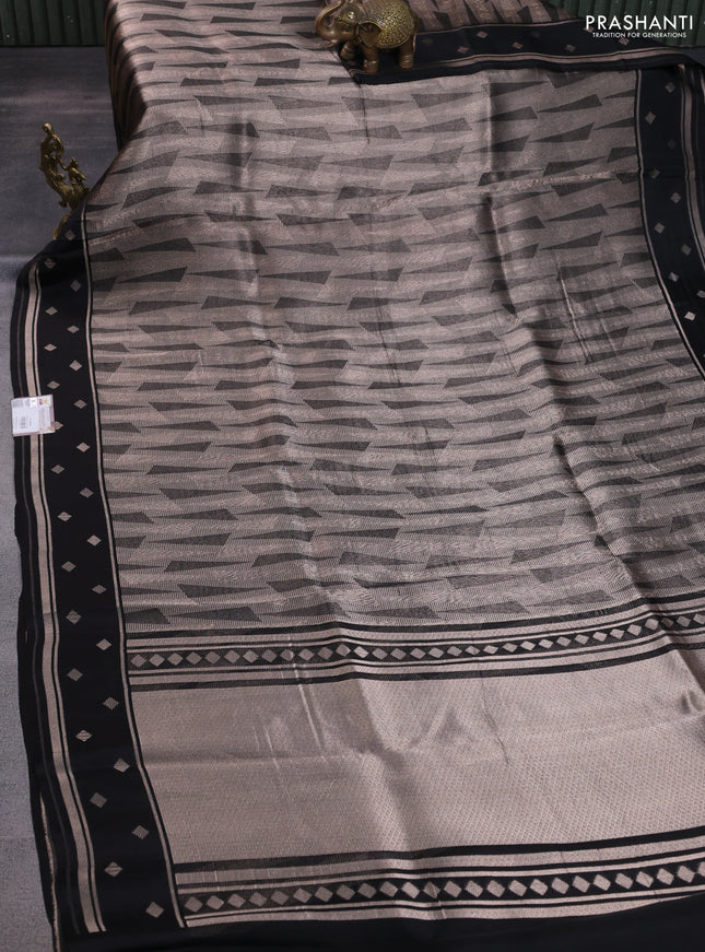 Banarasi katan silk saree black with allover zari woven brocade weaves and zari woven butta border