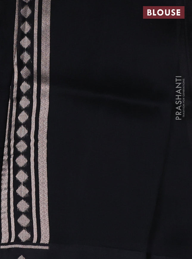 Banarasi katan silk saree black with allover zari woven brocade weaves and zari woven butta border