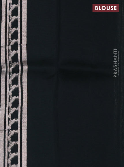 Banarasi katan silk saree green with allover silver zari woven brocade weaves and zari woven butta border