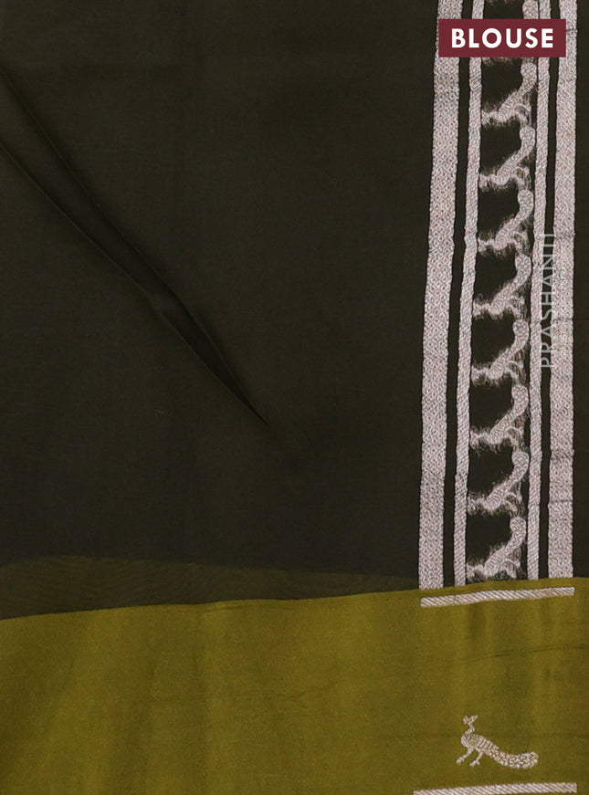 Banarasi katan silk saree mehendi green with allover zari woven brocade weaves and zari woven butta border