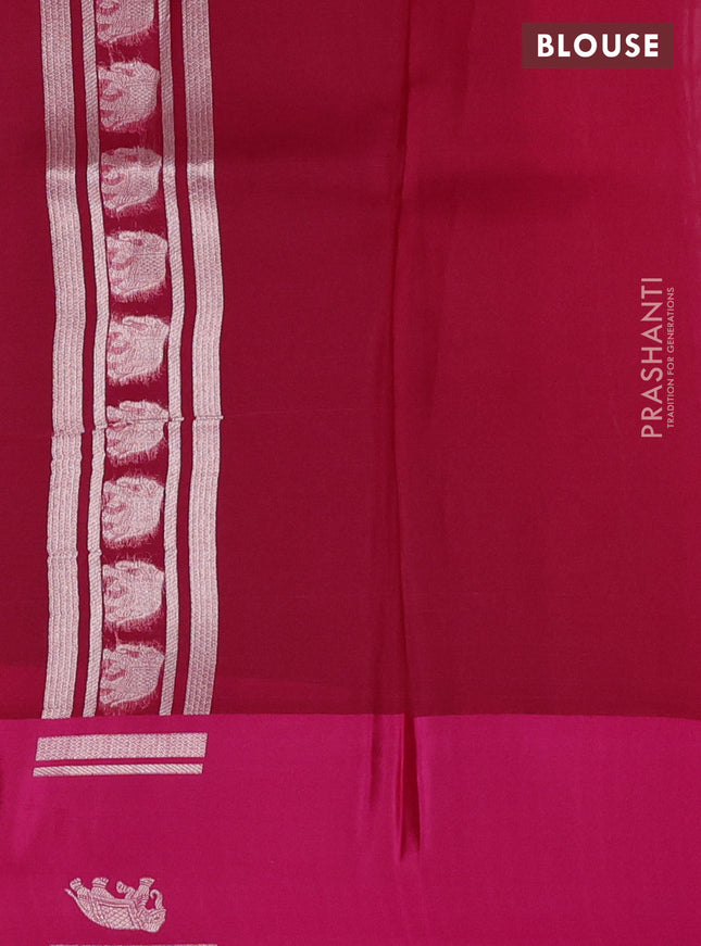Banarasi katan silk saree pink with allover zari woven brocade weaves and zari woven butta border