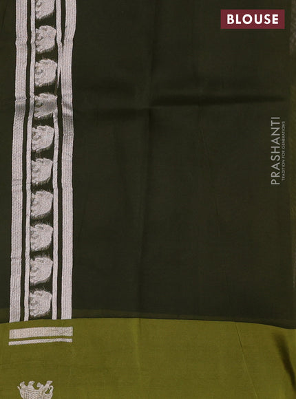 Banarasi katan silk saree mehendi green with allover zari woven brocade weaves and zari woven butta border
