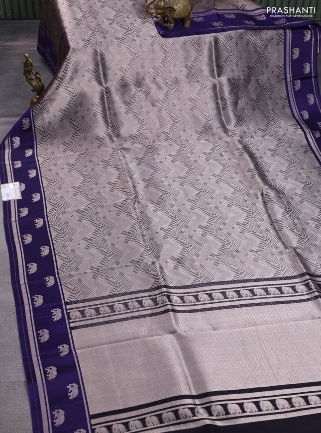 Banarasi katan silk saree blue with allover zari woven brocade weaves and zari woven butta border