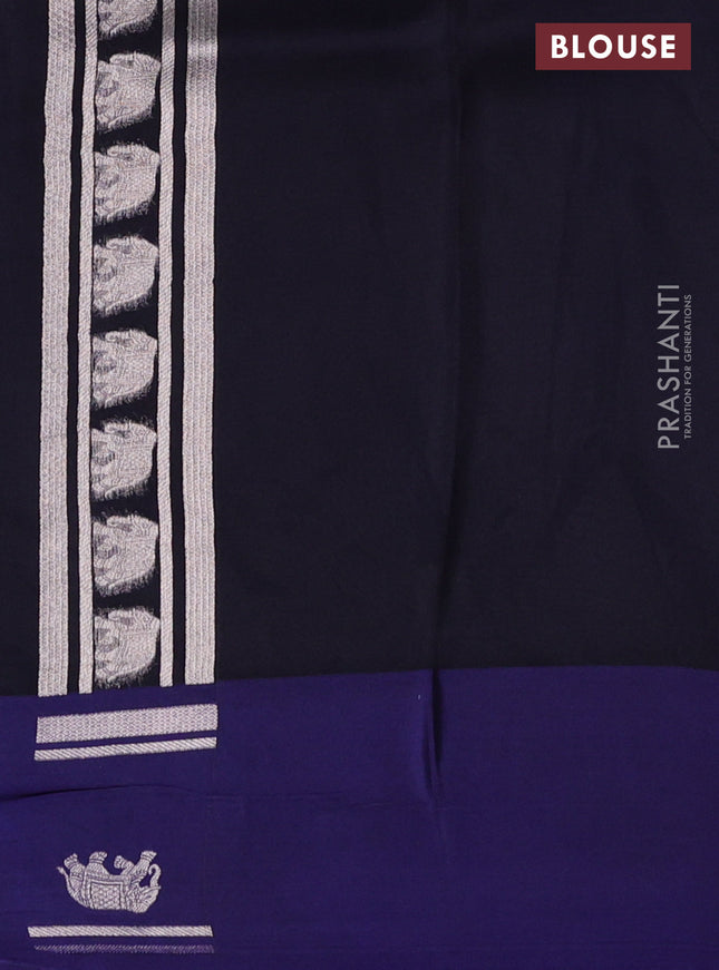 Banarasi katan silk saree blue with allover zari woven brocade weaves and zari woven butta border