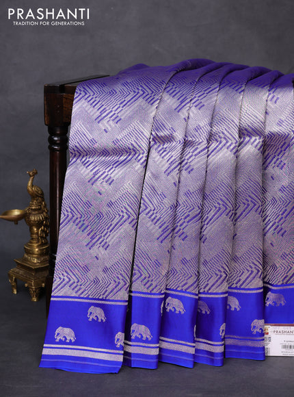 Banarasi katan silk saree royal blue with allover zari woven brocade weaves and zari woven butta border