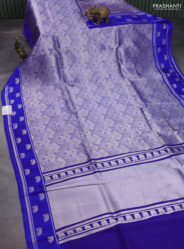 Banarasi katan silk saree royal blue with allover zari woven brocade weaves and zari woven butta border