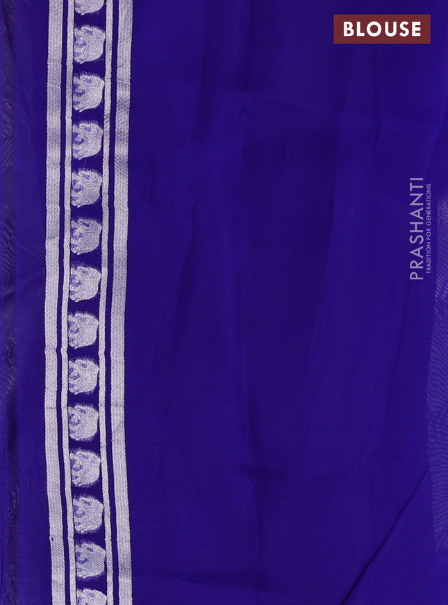 Banarasi katan silk saree royal blue with allover zari woven brocade weaves and zari woven butta border