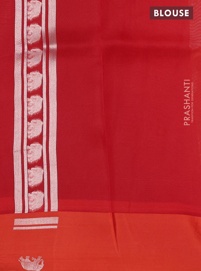 Banarasi katan silk saree orange with allover zari woven brocade weaves and zari woven butta border