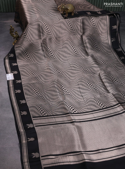 Banarasi katan silk saree black with allover zari woven brocade weaves and zari woven butta border