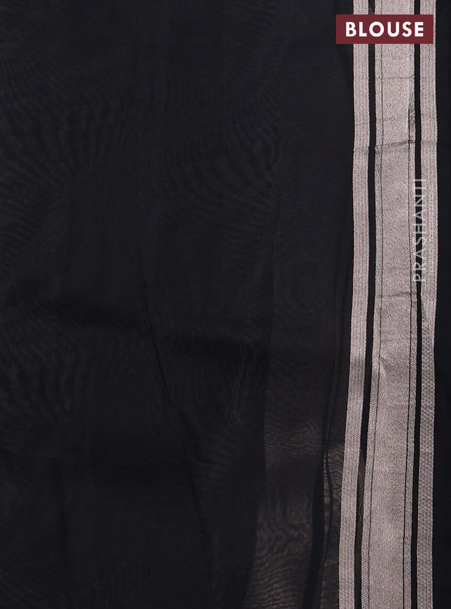 Banarasi katan silk saree black with allover zari woven brocade weaves and zari woven butta border