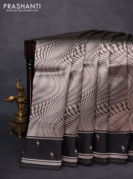 Banarasi katan silk saree black with allover zari woven brocade weaves and zari woven butta border