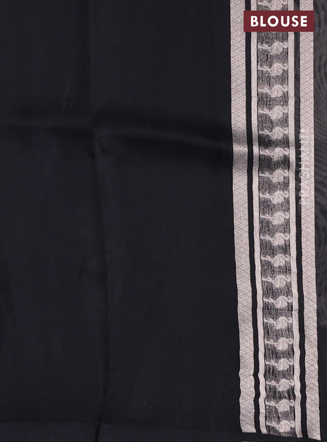 Banarasi katan silk saree black with allover zari woven brocade weaves and zari woven butta border