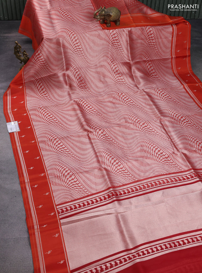 Banarasi katan silk saree orange with allover zari woven brocade weaves and zari woven butta border