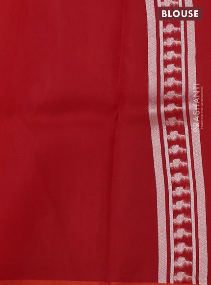 Banarasi katan silk saree orange with allover zari woven brocade weaves and zari woven butta border