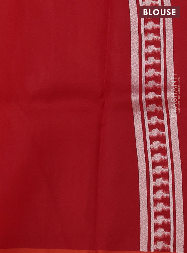 Banarasi katan silk saree orange with allover zari woven brocade weaves and zari woven butta border