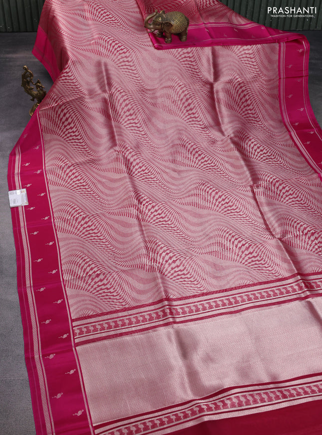 Banarasi katan silk saree pink with allover zari woven brocade weaves and zari woven butta border