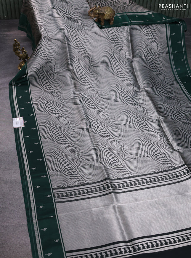 Banarasi katan silk saree bottle green with allover zari woven brocade weaves and zari woven butta border