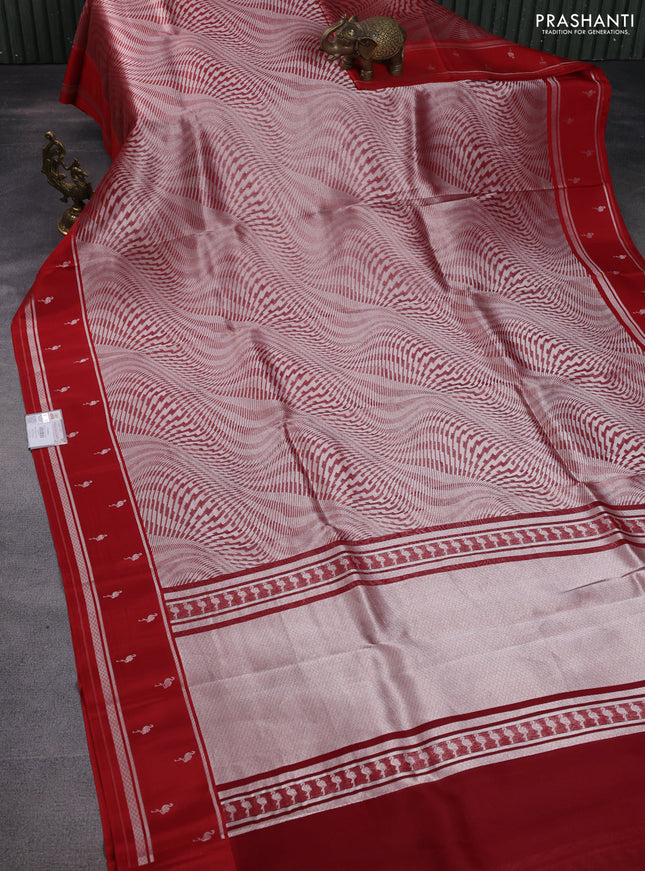 Banarasi katan silk saree red with allover zari woven brocade weaves and zari woven butta border
