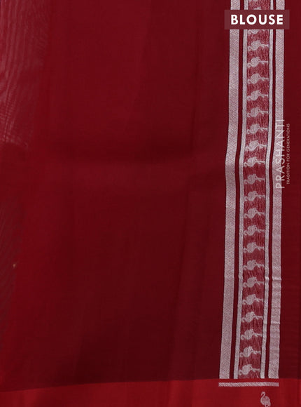 Banarasi katan silk saree red with allover zari woven brocade weaves and zari woven butta border