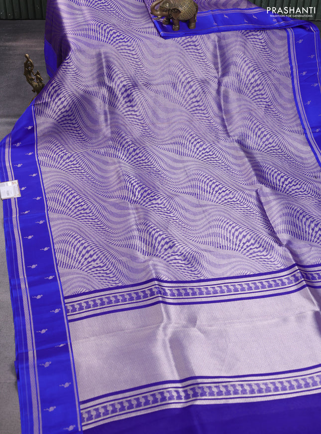 Banarasi katan silk saree blue with allover zari woven brocade weaves and zari woven butta border