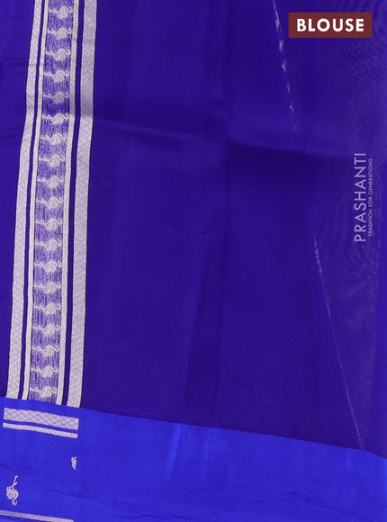 Banarasi katan silk saree blue with allover zari woven brocade weaves and zari woven butta border
