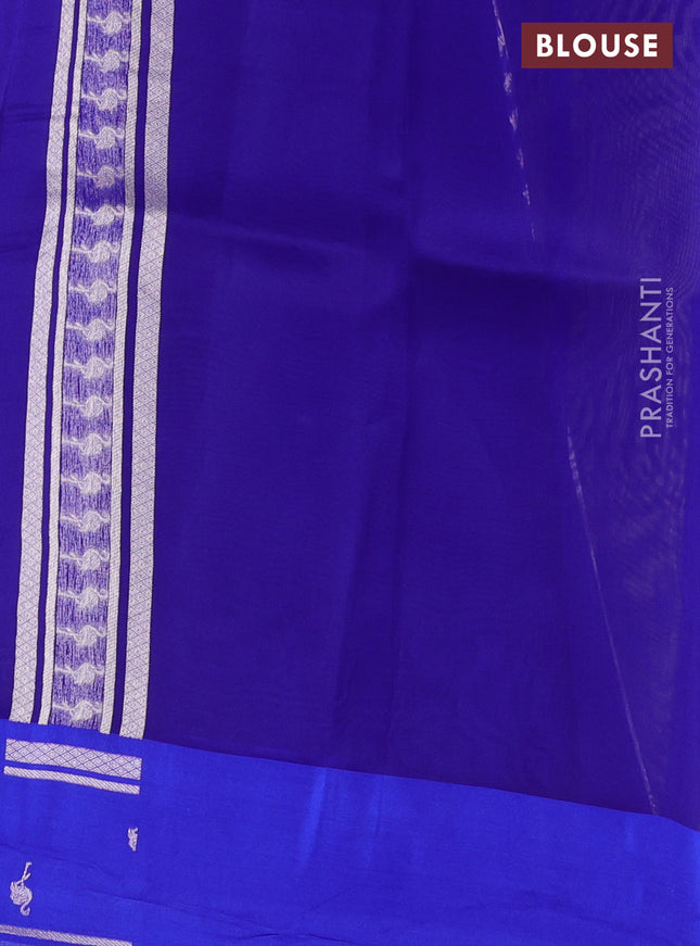 Banarasi katan silk saree blue with allover zari woven brocade weaves and zari woven butta border