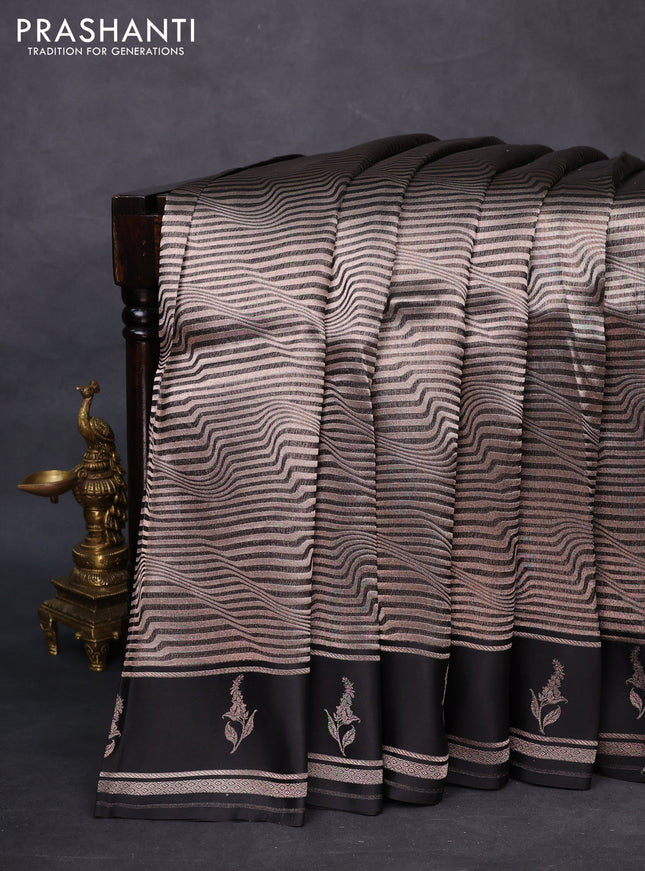 Banarasi katan silk saree black with allover zari woven brocade weaves and zari woven butta border