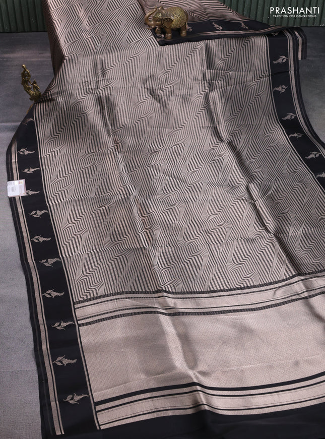 Banarasi katan silk saree black with allover zari woven brocade weaves and zari woven butta border