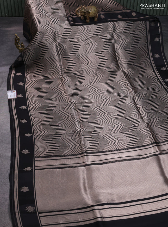 Banarasi katan silk saree black with allover zari woven brocade weaves and zari woven butta border