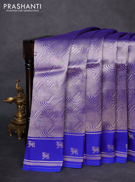 Banarasi katan silk saree royal blue with allover zari woven brocade weaves and zari woven butta border