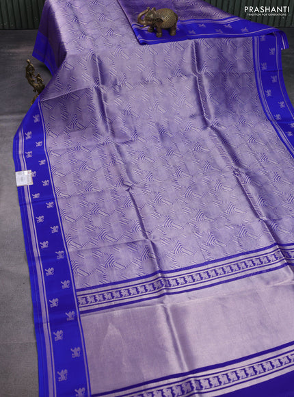 Banarasi katan silk saree royal blue with allover zari woven brocade weaves and zari woven butta border