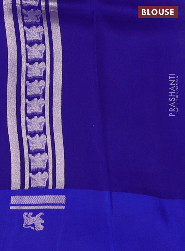 Banarasi katan silk saree royal blue with allover zari woven brocade weaves and zari woven butta border