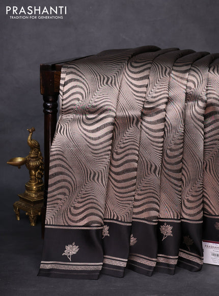 Banarasi katan silk saree black with allover zari woven brocade weaves and zari woven butta border