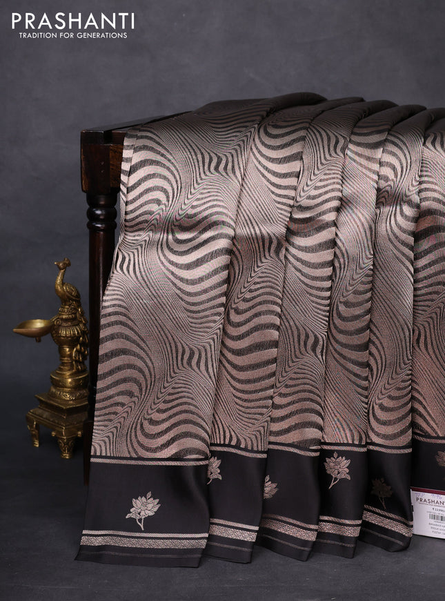 Banarasi katan silk saree black with allover zari woven brocade weaves and zari woven butta border