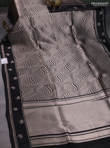 Banarasi katan silk saree black with allover zari woven brocade weaves and zari woven butta border