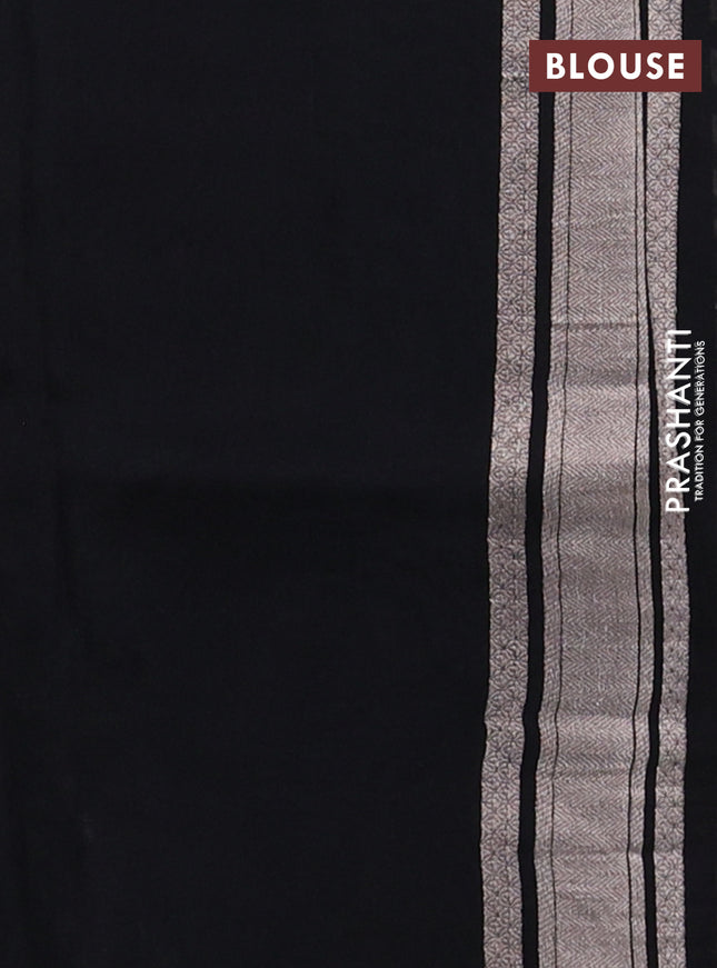 Banarasi katan silk saree black with allover zari woven brocade weaves and zari woven butta border