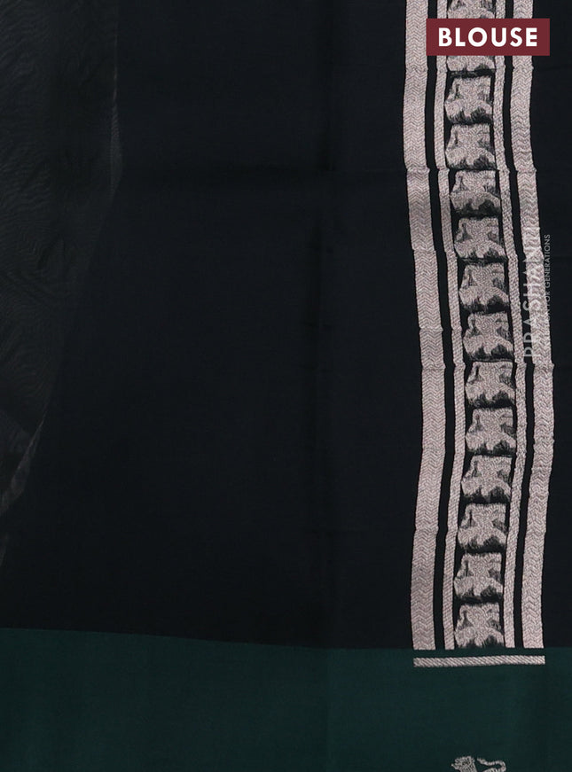 Banarasi katan silk saree bottle green with allover zari woven brocade weaves and zari woven butta border