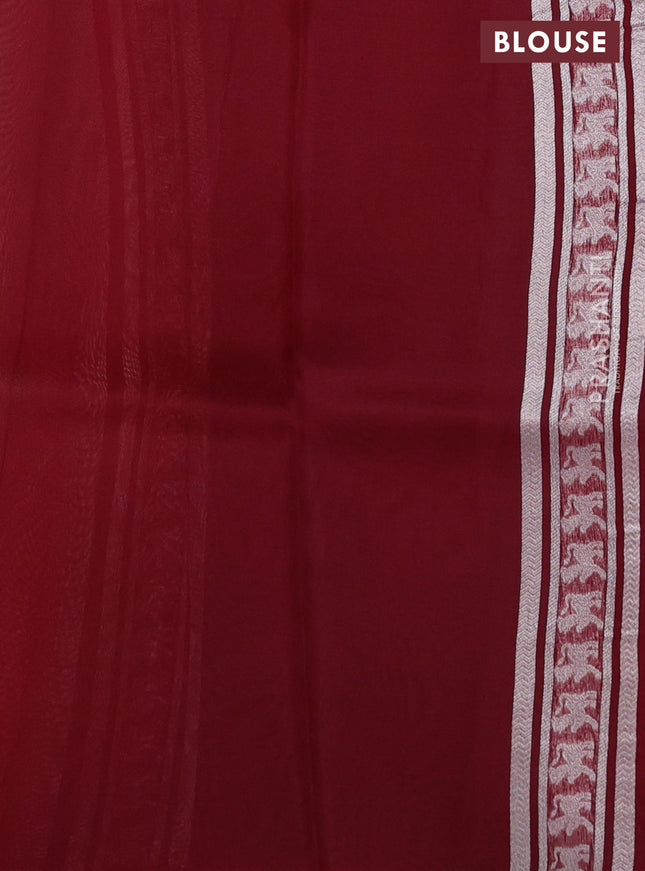 Banarasi katan silk saree maroon with allover zari woven brocade weaves and zari woven butta border