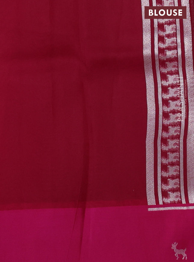 Banarasi katan silk saree pink with allover zari woven brocade weaves and zari woven butta border