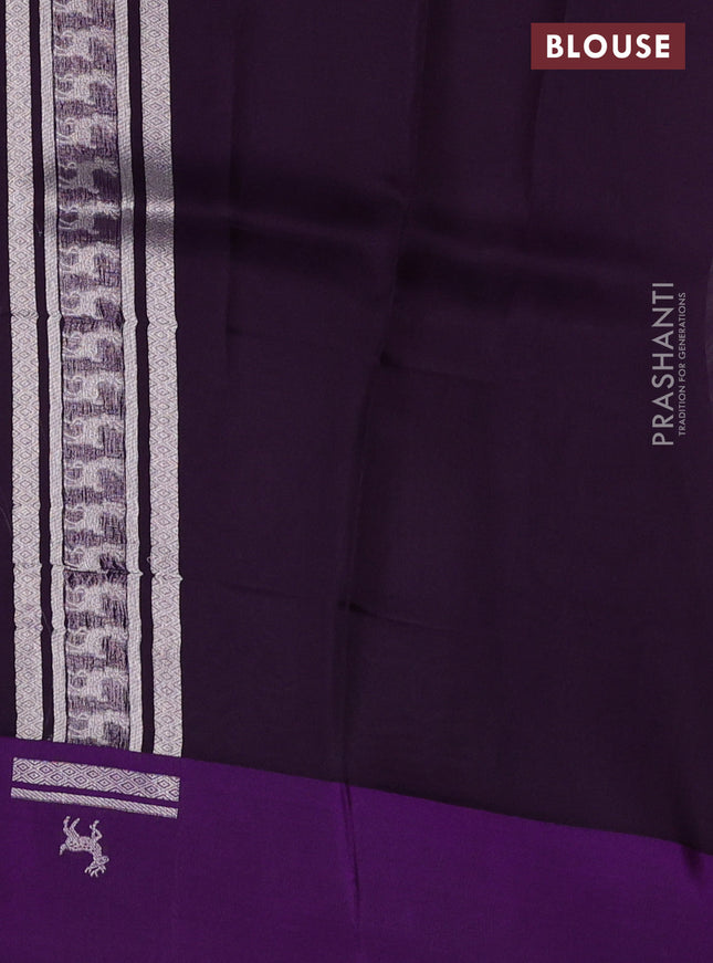 Banarasi katan silk saree violet with allover silver zari woven brocade weaves and zari woven butta border