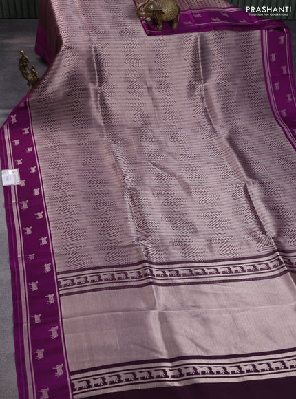 Banarasi katan silk saree purple with allover silver zari woven brocade weaves and zari woven butta border