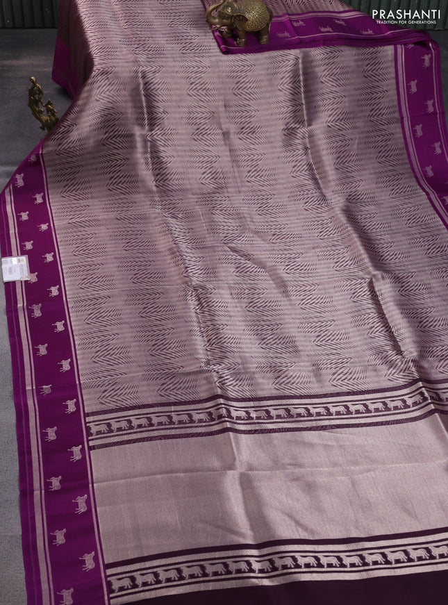 Banarasi katan silk saree purple with allover silver zari woven brocade weaves and zari woven butta border