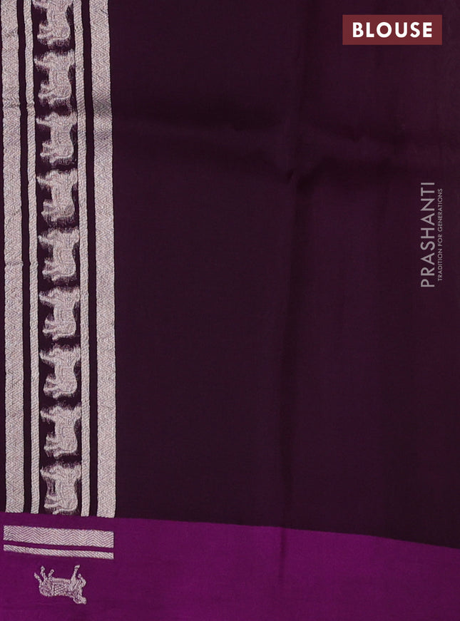 Banarasi katan silk saree purple with allover silver zari woven brocade weaves and zari woven butta border