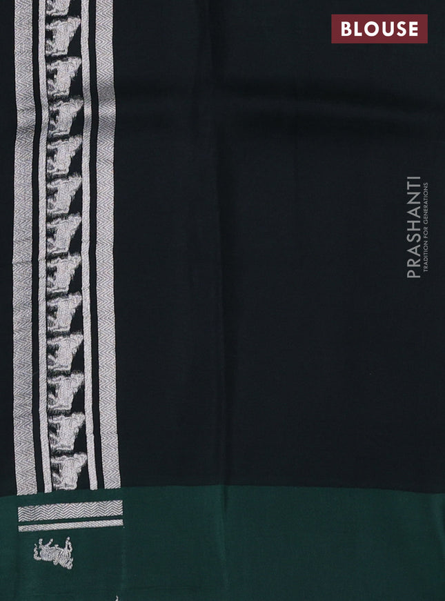 Banarasi katan silk saree bottle green with allover zari woven brocade weaves and zari woven butta border